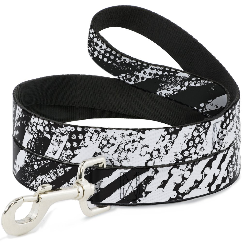 Laisse large 3,8 cm Grunge Tread Noir/Blanc pour chien énergique