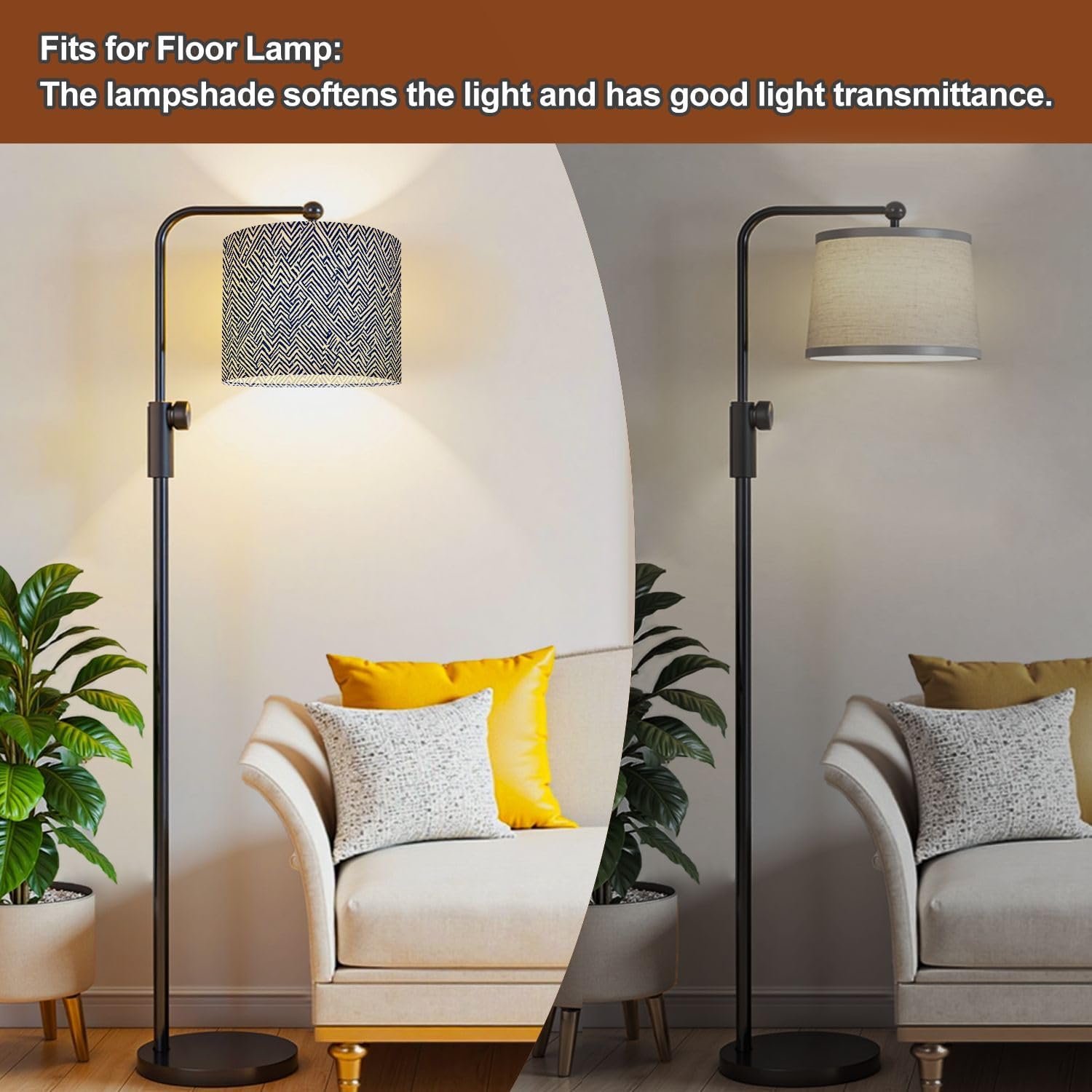 Lampshades Lamp Shades Boho 1 Pack Blue Navy Modern Stripe Herringbone Diagonal Lines Stripes Light Shade for Table Lamps Floor Lamps Drum Lamp Shades Lampshade Replacement