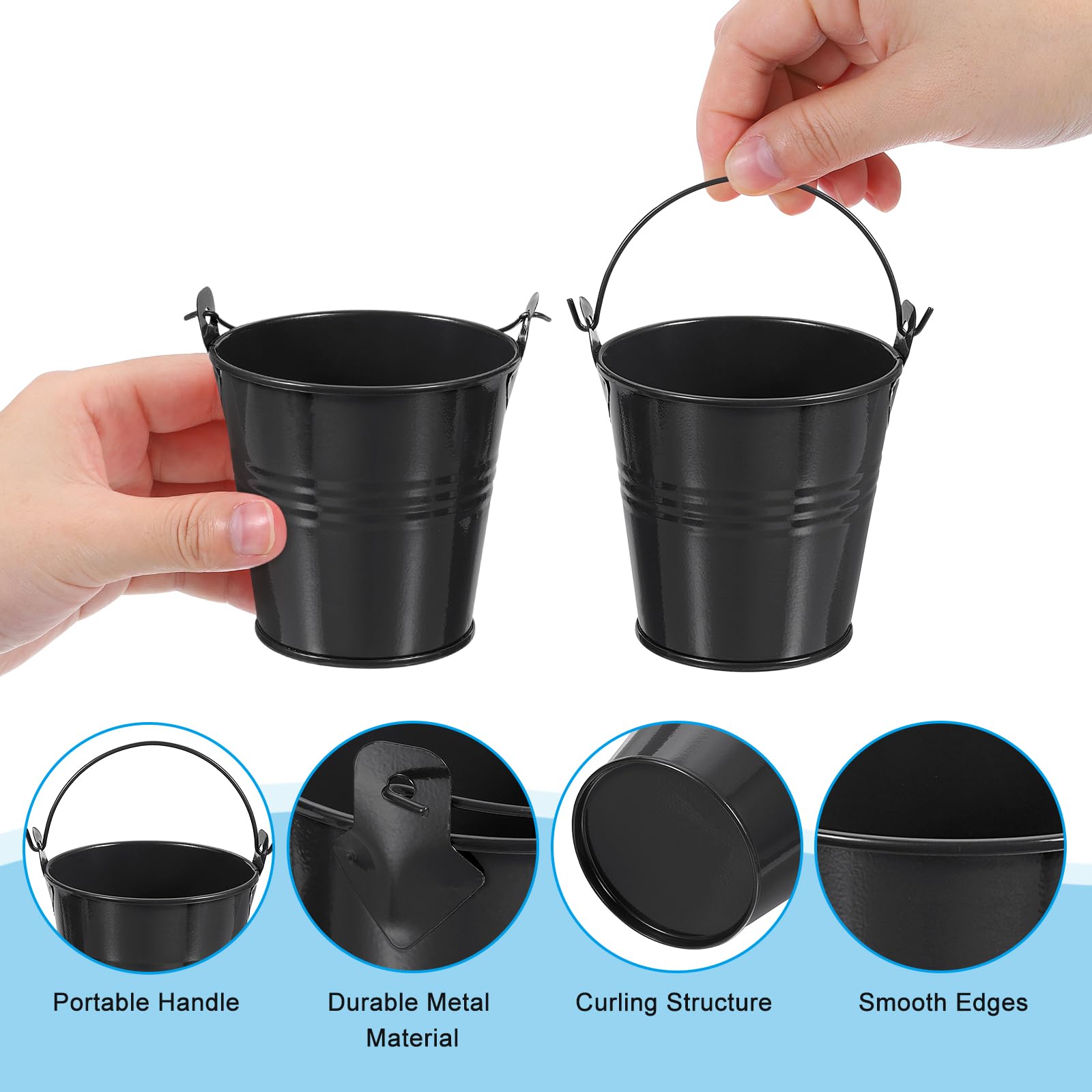 PATIKIL 3"x3" Small Metal Buckets with Handle - Image 3