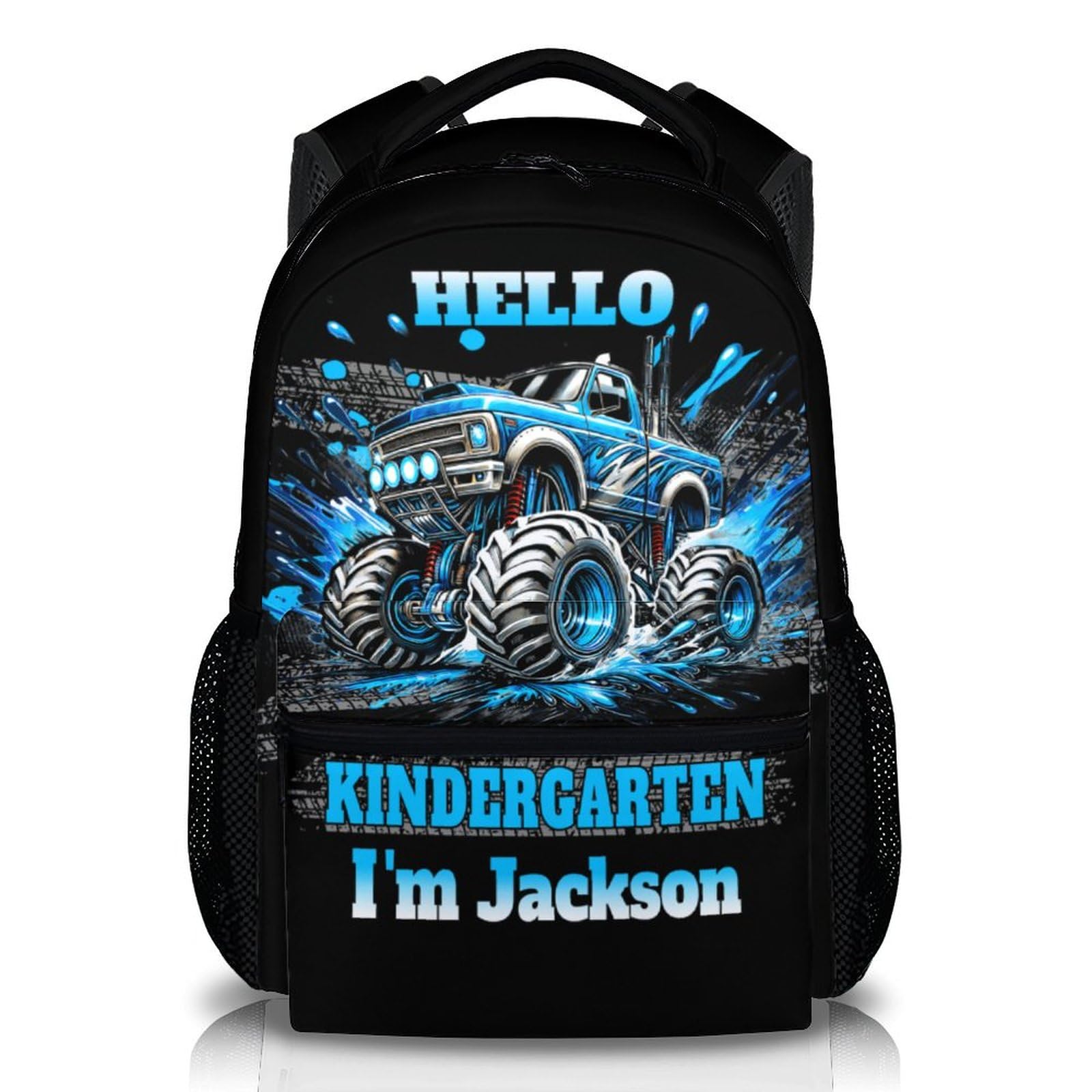 Boys Backpack for School, Personalized Truck Backpacks for Kindergarten Preschool, 17 Inches Custom Lightweight Car Bookbag Gift with Name for Kids