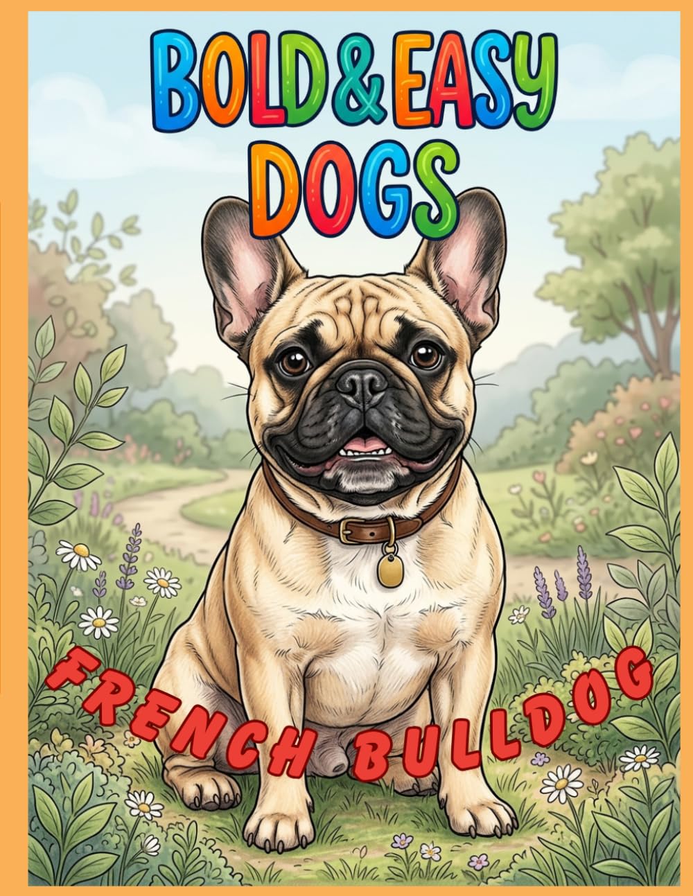 Bold & Easy Dog Breeds French Bulldog: A Coloring Book for Seniors and Dog Lovers with Thick Lines and Simple, Large-Print Artwork
