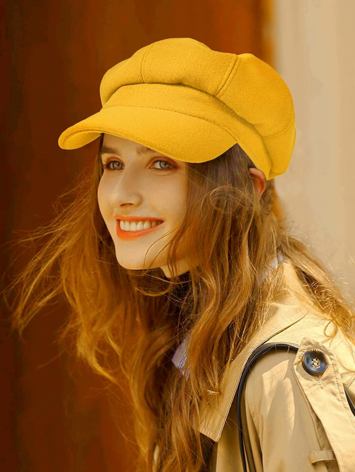 Women’s Newsboy Cap Wool Blend Retro Solid Color Girls Fashion Gatsby Cabbie Visor Beret Hat - Image 3