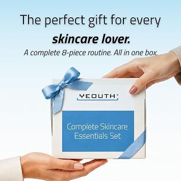 YEOUTH Skin Care Set, Skin Care Gift Set: Vitamin C Facial Cleanser, Facial Toner, Vitamin C Serum, Hyaluronic Acid Serum, Super Serum, Eye Gel, Day Cream, Night Cream, Neck Cream Skin Care Travel Set 8 Pack Cosmetic Set