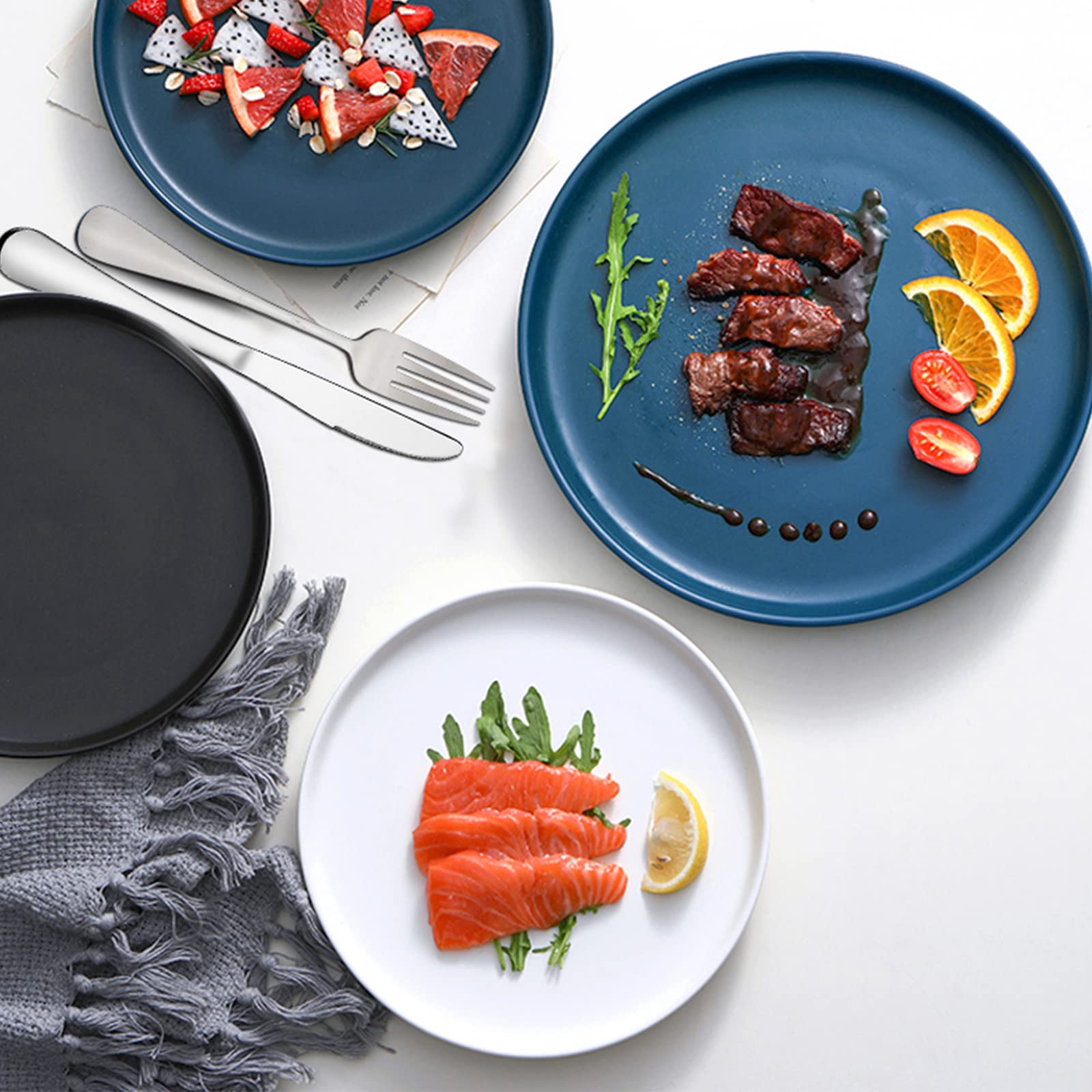 Salatgabel-Set aus Edelstahl, 17 cm, 12-teilig, Design mit langem Griff
