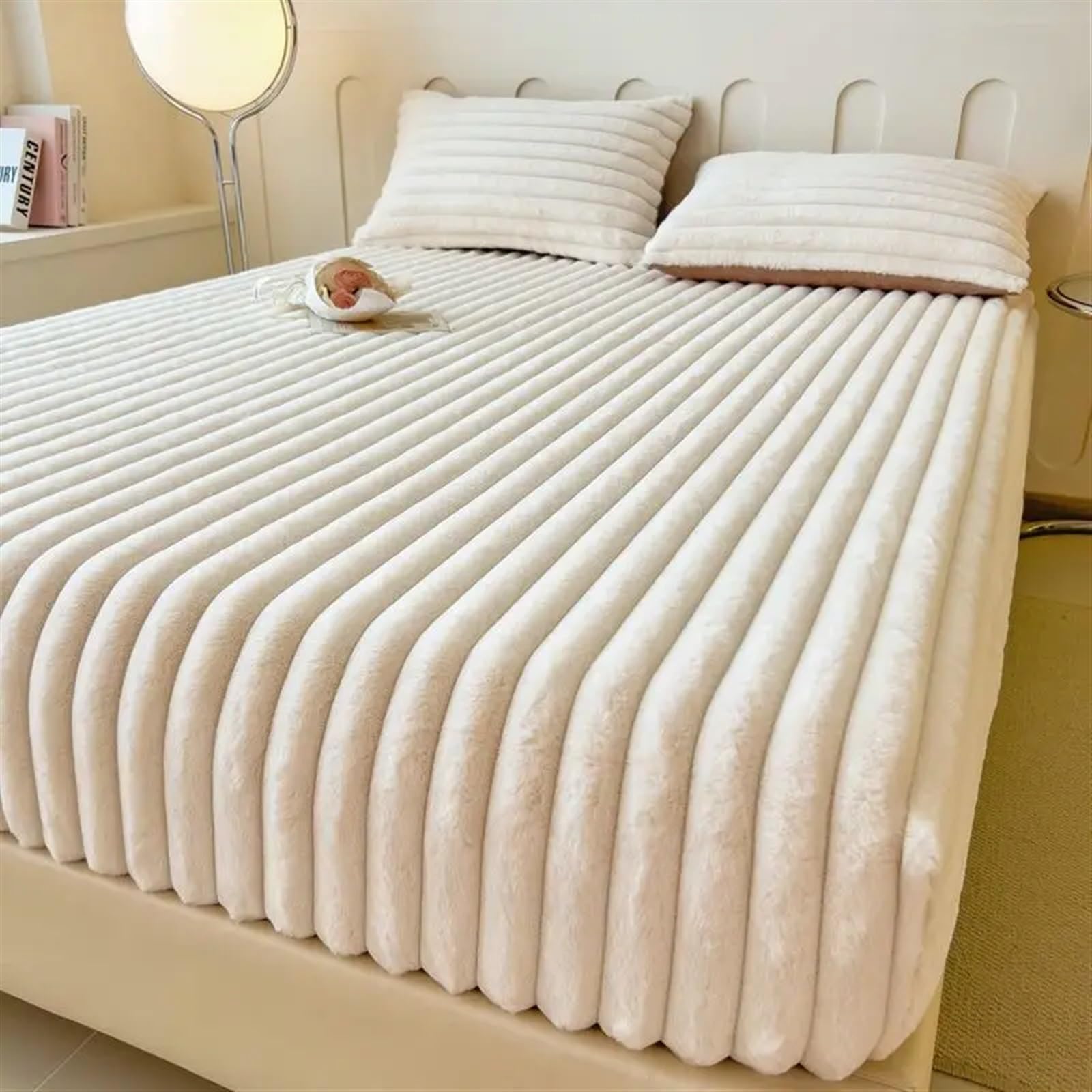 Flauschiges, elastisches Spannbettlaken aus Plüsch, Matratzenschonerbezug, warmes Winter-Korallenfleece, luxuriöses Doppelbett-Bettlaken Bedding Spannbettlaken(Color-1,90x200x30cm 1pc)