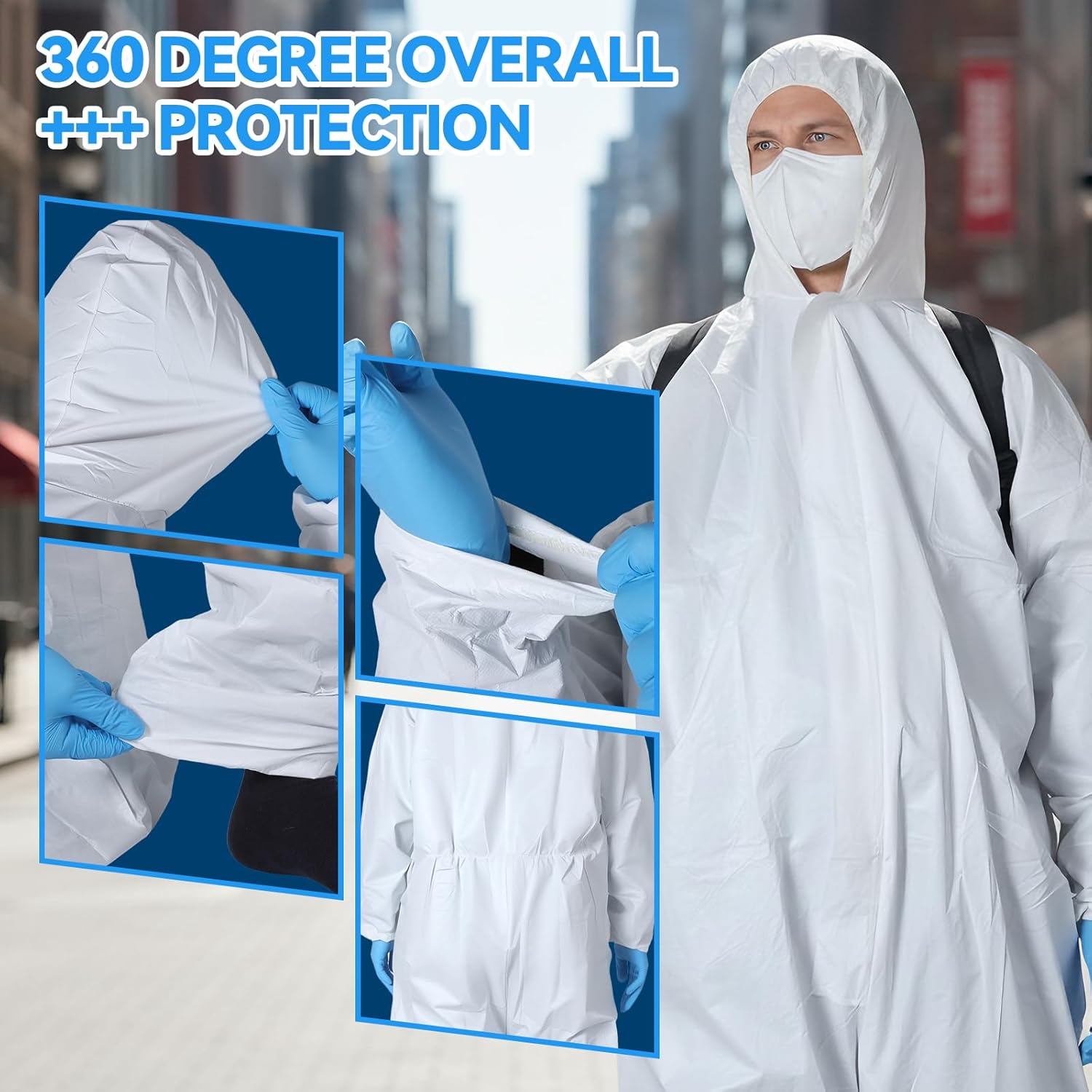 10 Sets Disposable Coveralls Full Body Paint Suit with Hood, Shoe Covers and Gloves, Breathable Non-Woven Work Coverall