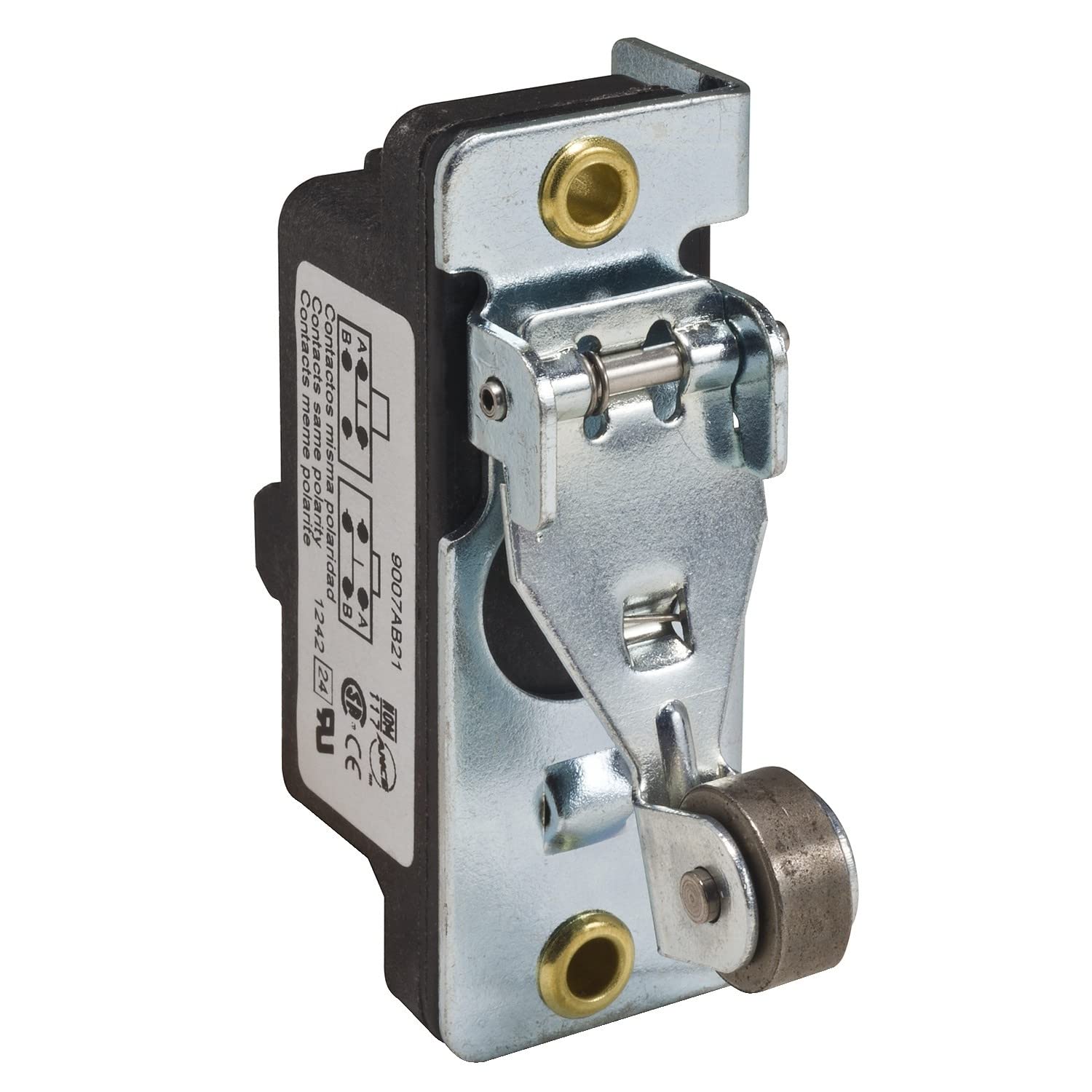 Square D by Schneider Electric 9007AB21 Snap Switch with Roller Lever Plunger, No Enclosure, 1 NO + 1 NC, 600 VAC, 15 Amp
