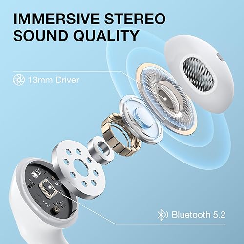 Miniatura 10 de Auriculares inalámbricos T11 para iPhone y Android con pantalla LED de alimentación para orejas pequeñas, tiempo de reproducción de 50 horas,