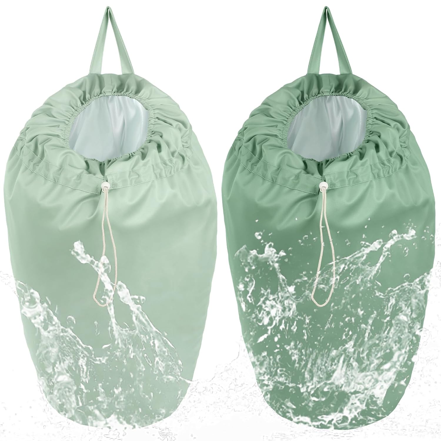 Nuogo 2 Pack Reusable Diaper Pail Liner Bags Hangable Pail Liner with Strap Washable Cloth Diaper Liners Waterproof Cloth Diaper Wet Bag Pail Pouch for Cloth Diaper, Dirty Diapers, Laundry and Garbage