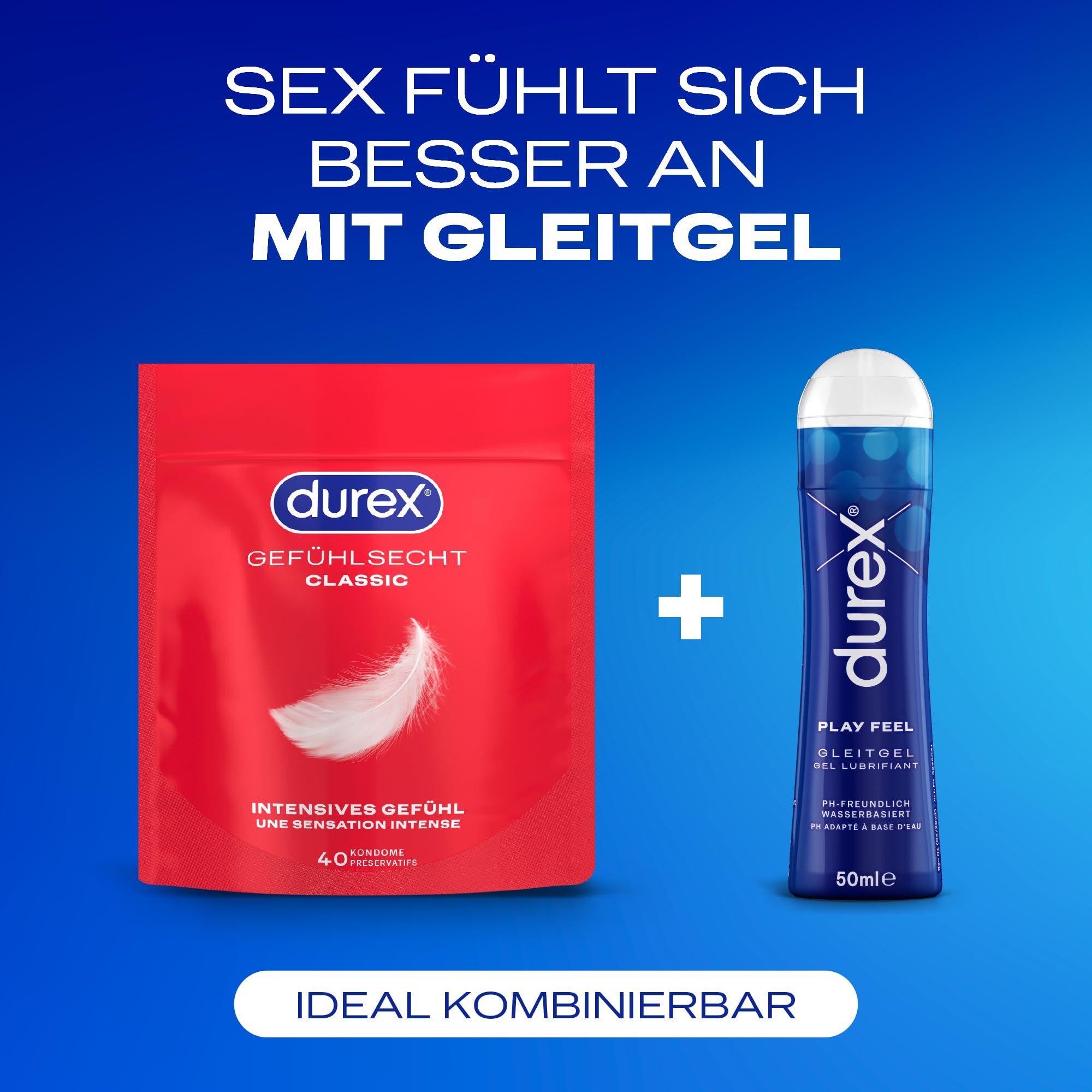 Durex Gefühlsecht Classic Kondome – Dünn für ein intensives Gefühl und innige Zweisamkeit, reguläre Passform (40 Stück)