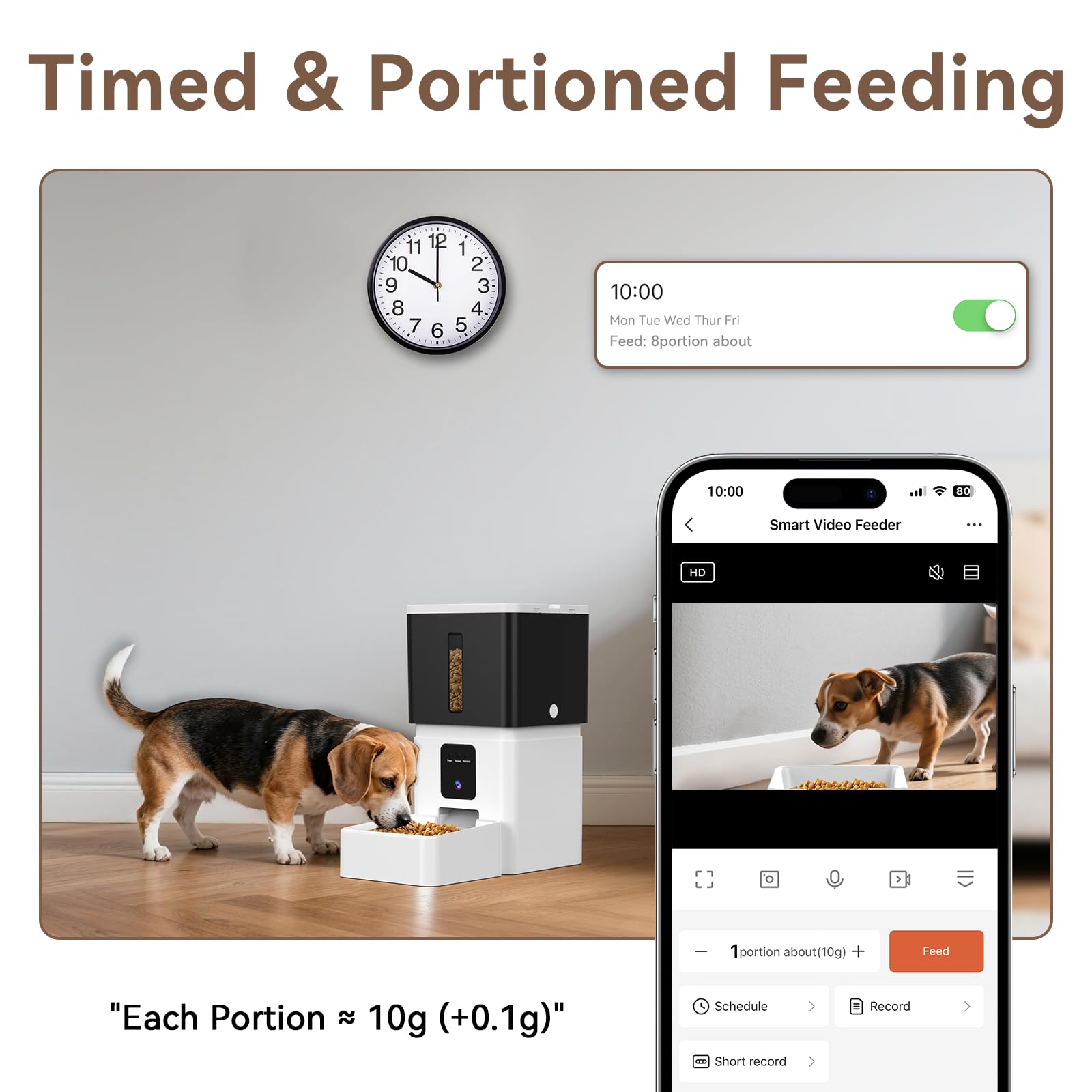 Automatic Dog Feeder with Camera: 8L/33 Cups 5G WiFi Timed Food Dispenser for Medium Dogs - 1080P HD Night Vision Video Recording 2-Way Audio APP Control