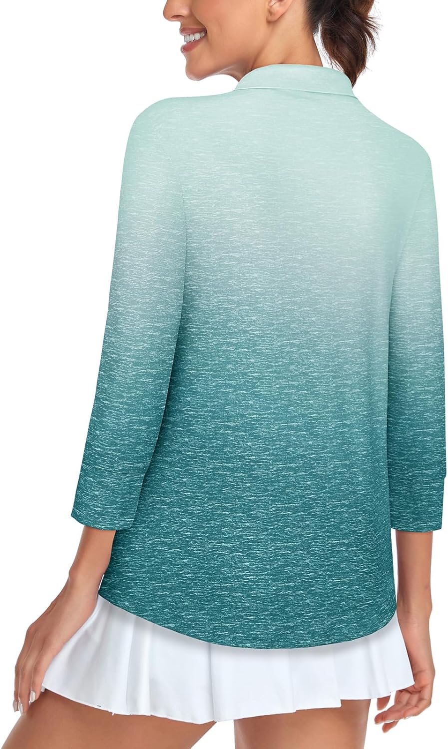 Viracy 3/4 Sleeve Womens Golf Shirts Quick Dry Quarter Zip Workout Tennis Polo Tops with Pocket - Image 2