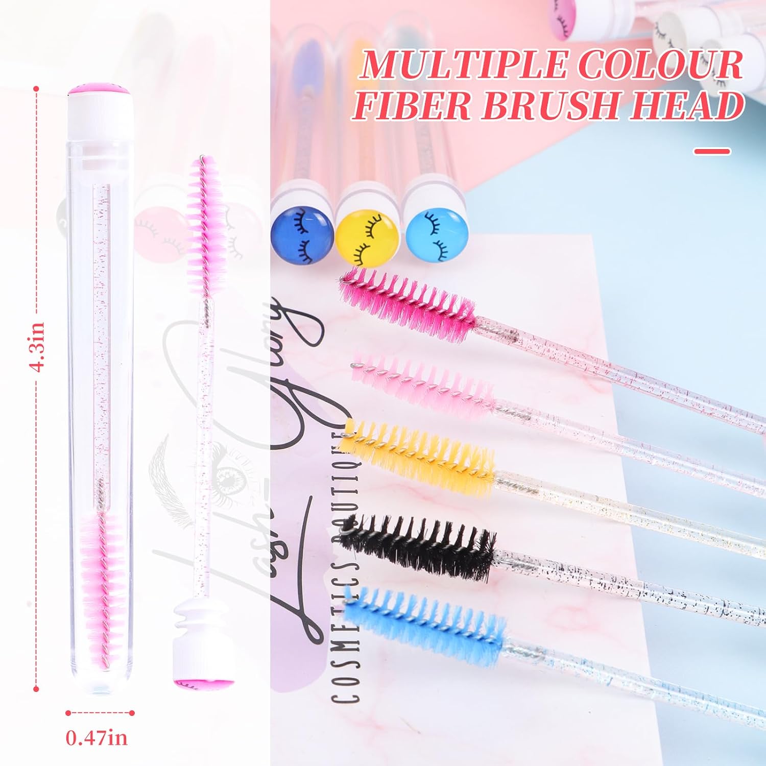110 Pcs Disposable Mascara Brushes Diamond Eyelash Spoolies Makeup Brush Mascara Wand in Sanitary Tube Lash Supplies