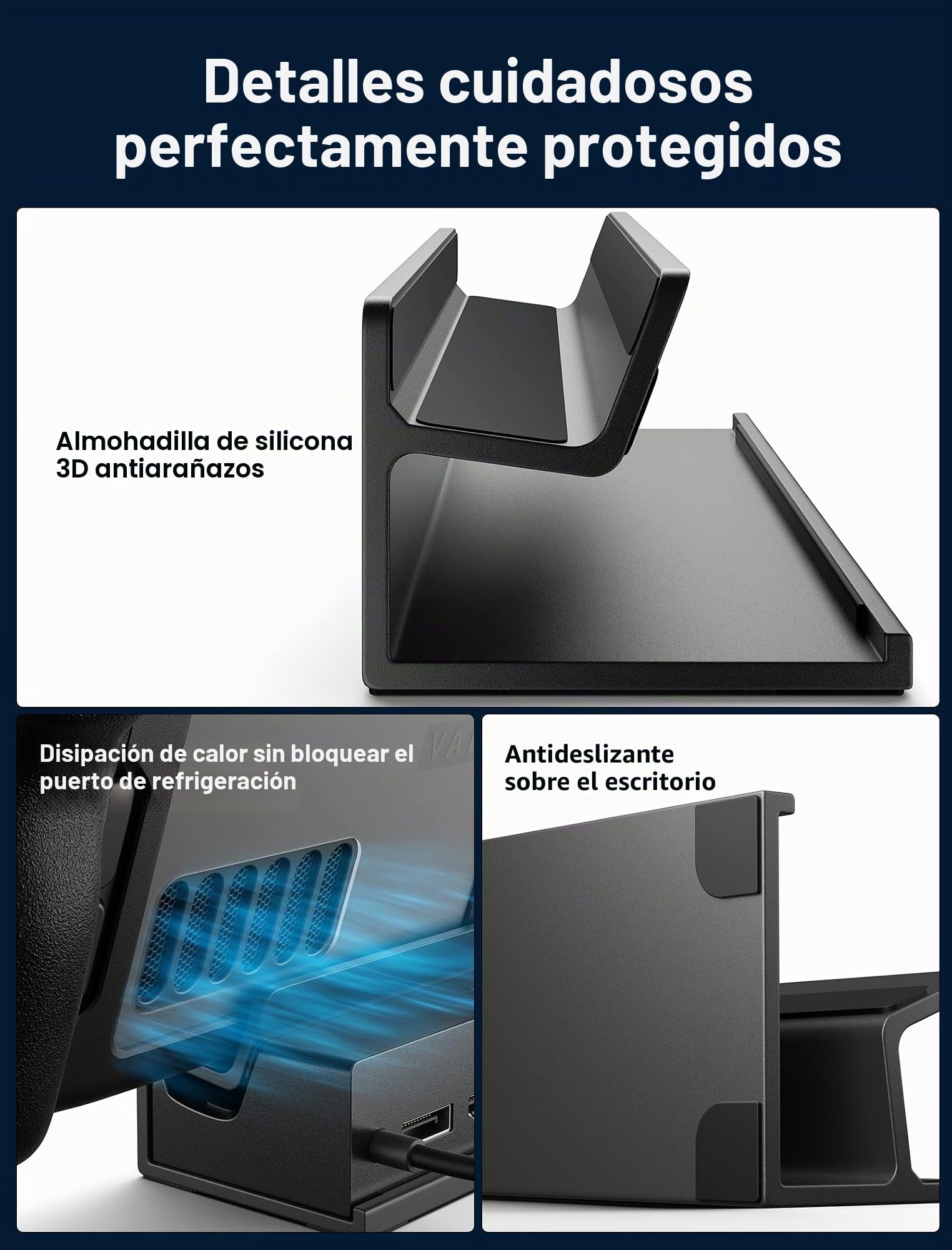 JSAUX Soporte para Dock Oficial de Steam Deck y Steam Deck con estuche, Soporte de juego de aleación de aluminio mate para Steam Deck, Soporte antideslizante para Valve Steam Deck