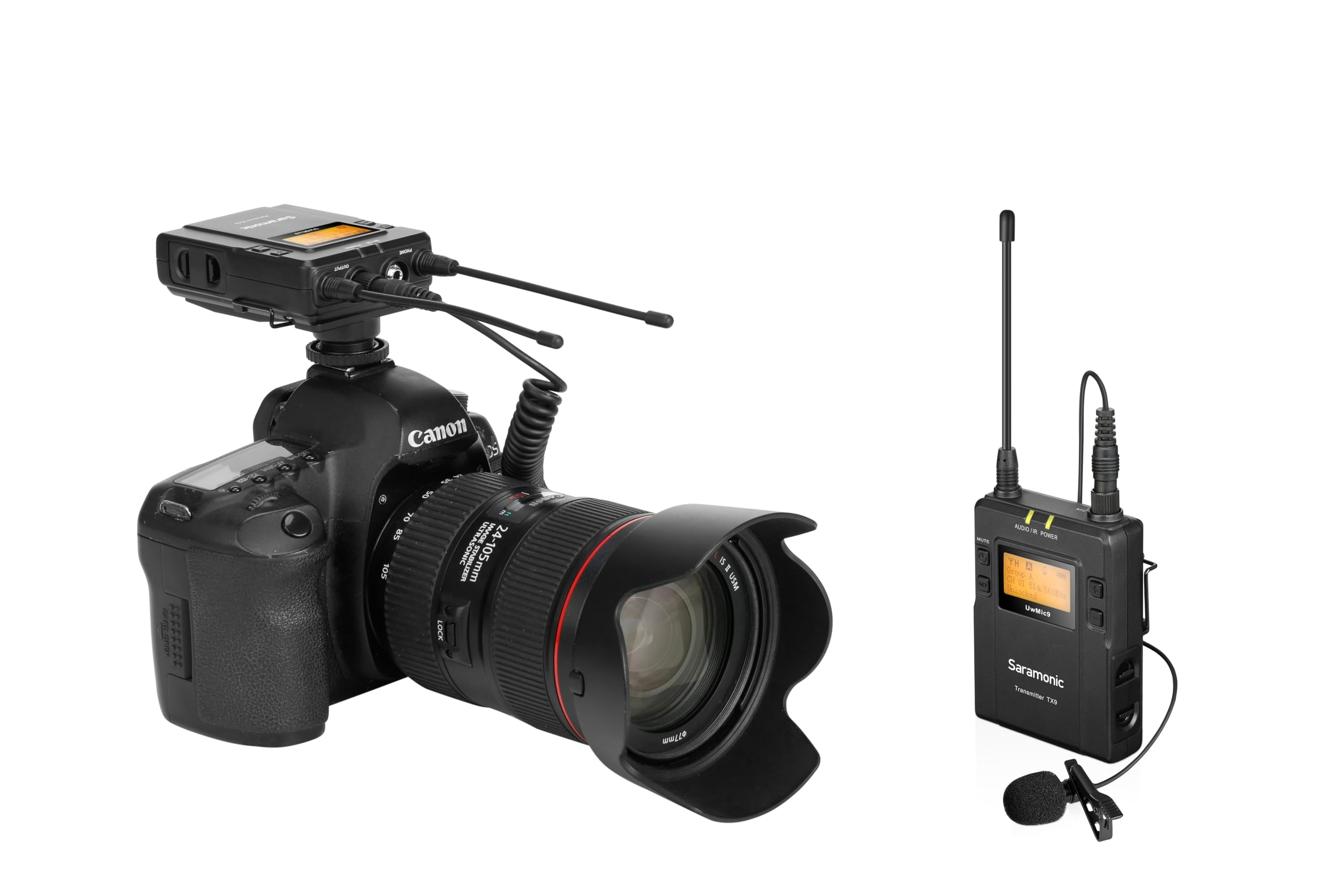 Saramonic UwMic9S Kit 1 UHF Lavalier sans Fil avec récepteur Double Canal pour Appareil Photo, Lavalière DK3A, Alimentation Li-ION, étui Rigide et Plus Encore