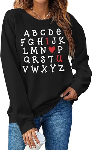 LHBNK Valentines Day Sweatshirt for Women Funny Love Heart Shirts