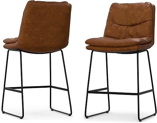 Miniatura 141 de SIMPLIHOME Randolph - Taburete moderno de mediados de siglo de madera curvada de 28 pulgadas (juego de 2) en piel sintética vegana gris piedra para