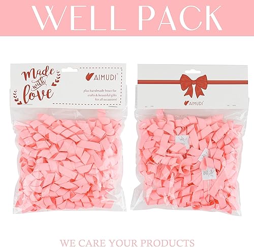 Miniatura 8 de AIMUDI Lazos rizados rosados de 4 pulgadas, lazos de regalo color rosa bebé, lazos de cinta rizada autoadhesivos para envolver regalos, cinta de