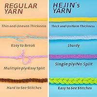 Vista 4 de 60g de hilo rosa verde para ganchillo y tejer; 66m (72 yardas) de hilo de algodón para principiantes con puntadas fáciles de ver; Peso medio de hilo