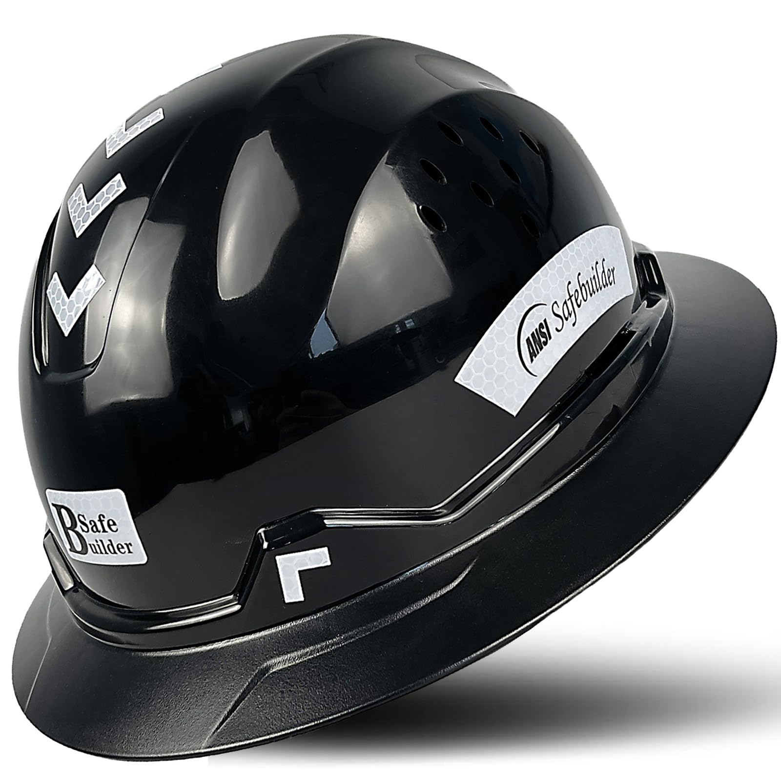 SAFEBUILDER SBD-G1 Construction Full Brim Hard Hat HDPE Safety Helmet Vented OSHA Approved Hardhats Sunshade Industrial Work Head Protection for Men Certified ANSI/ISEA Z89.1