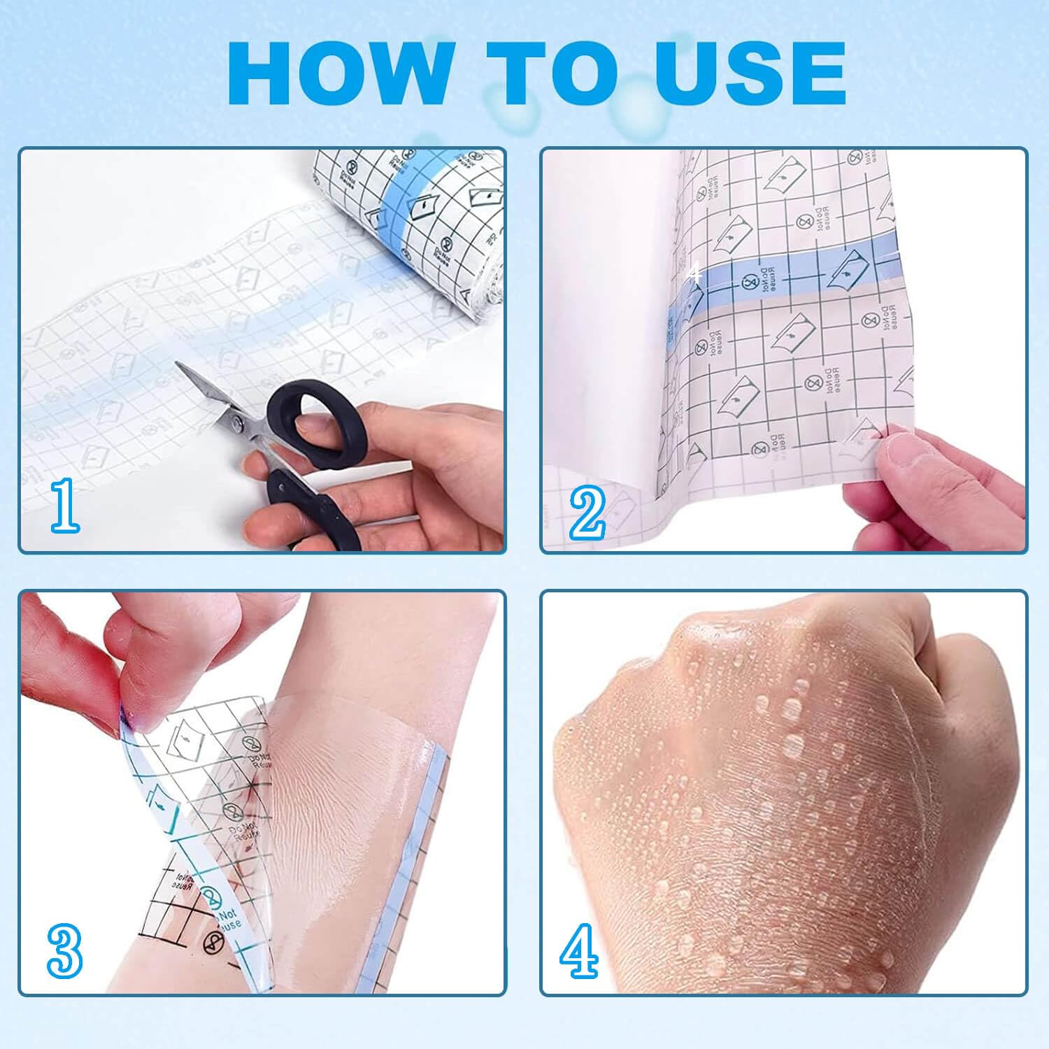 Waterproof Bandage 15cm*10m Cerotto Impermeabile(Con Forbici) Second Skin Tattoo 丨Pellicola Tatuaggi,Copri Tatuaggi Waterproo per Polsi, Spalle, Braccia, Medicazione di Ferite, Scudo Protettivo