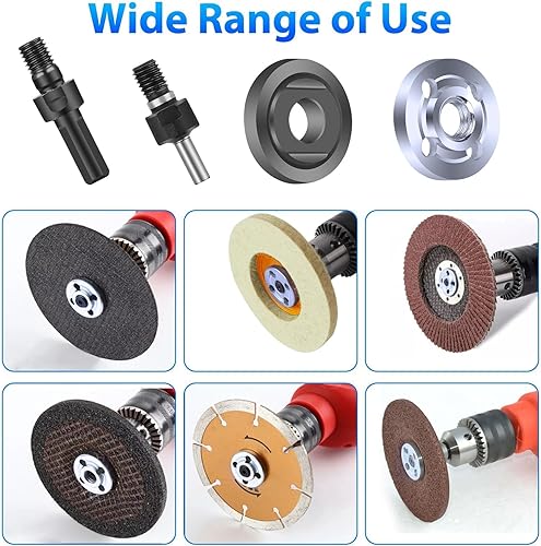 Miniatura 7 de SUNJOYCO Adaptador de amoladora angular de taladro, 6 tuercas de brida de amoladora angular con amoladora de 0.236 pulgadas0.394 pulgadas