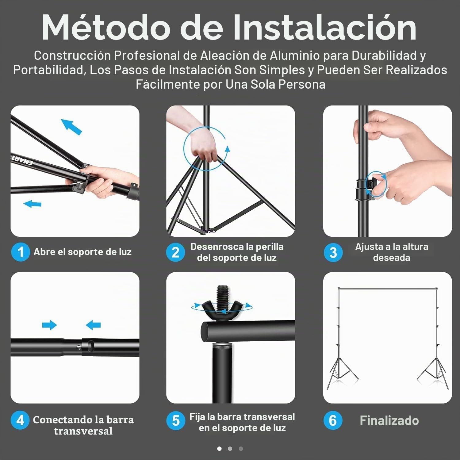 EMART 3 m x 3,6 m Kit de Soporte de Fondo de Fotografía, Sistema de Telón de Fotográfico de Estudio de Video Ajustable para Photo Booth Muselina