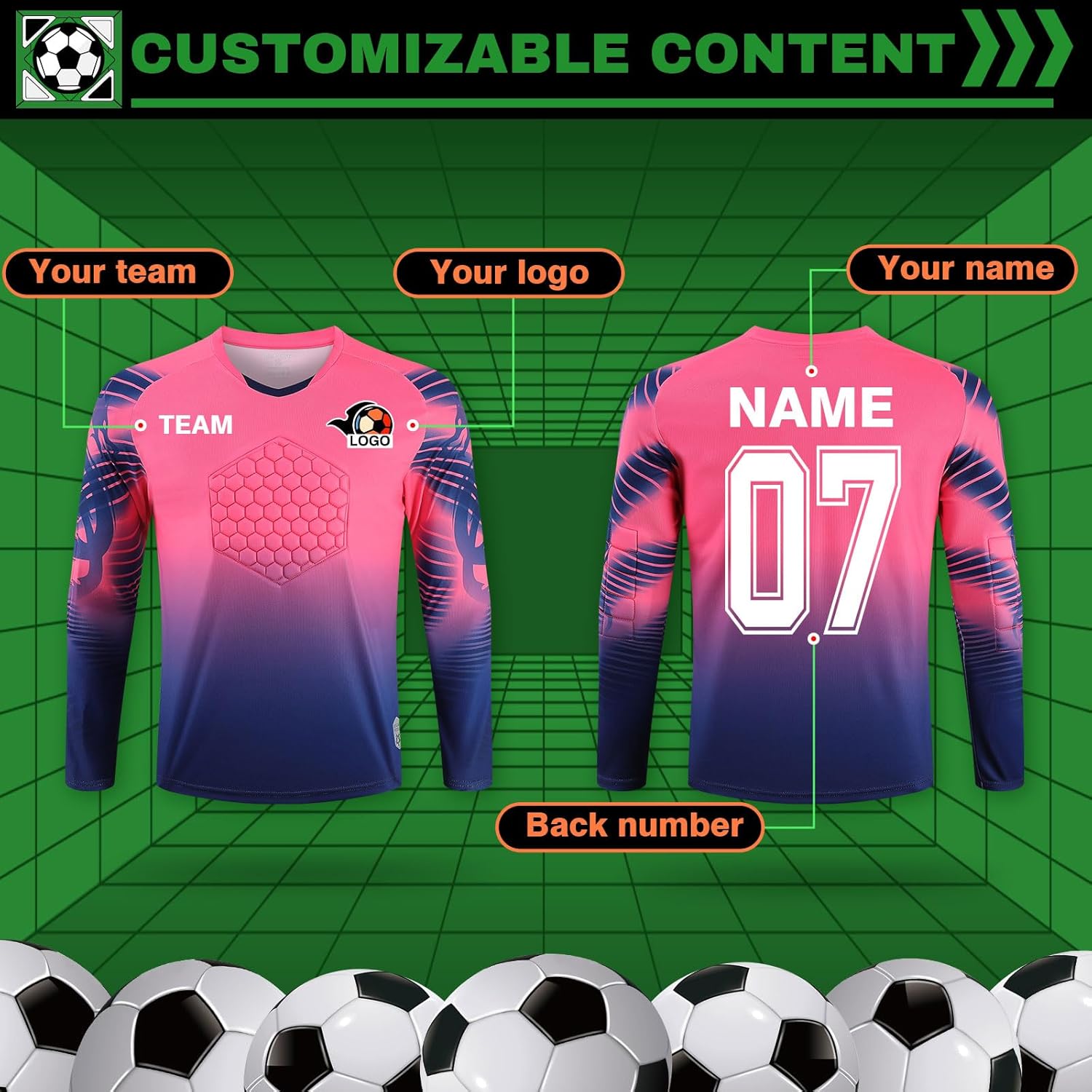 LAIFU Custom Goalie Jersey, Personalized Name,Team Name,Number Logo Goalie Jersey - Image 4