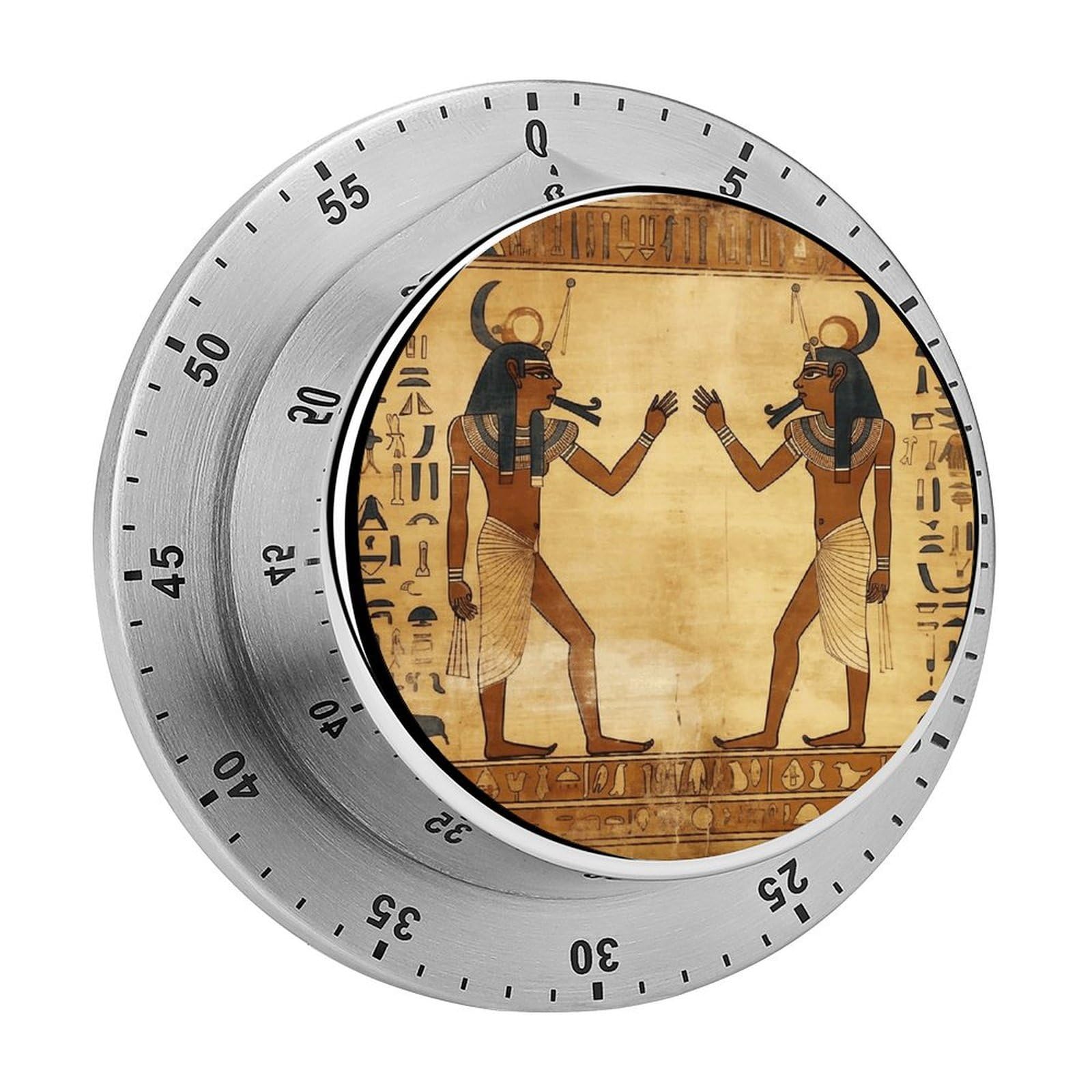 Ancient Egyptian Visual Timer with Loud Alarm 60-Minute Kitchen Timers Exquisite Stainless Steel Body - Mechanical Desk Timer Countdown Clock for Cooking Chef Clock