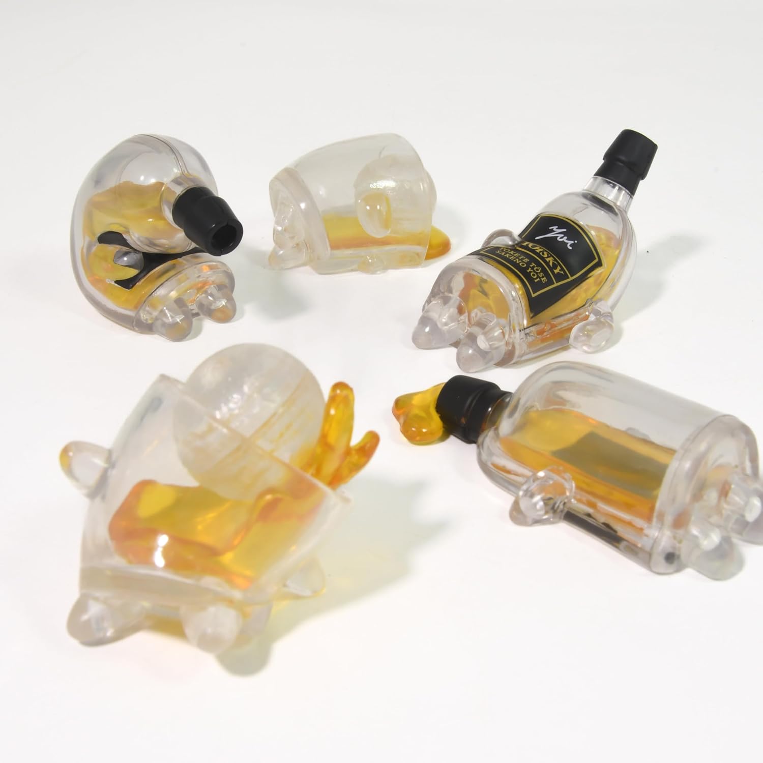 All 5 Types Cute Drunk Liquor Bottle Wine Glasses Collectible Model Mascot Figure,Home Decoration,Desktop Ornaments (All 5 Types)
