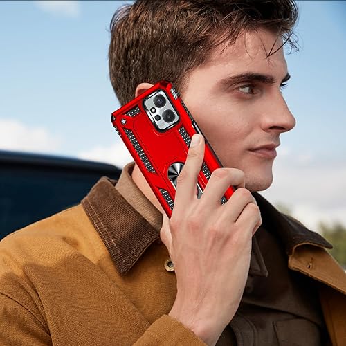 Miniatura 6 de Moto G Power 5G 2023 - Funda con protector de pantalla HD, funda protectora de grado militar con anillo (rojo)