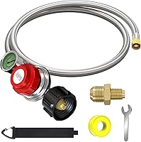 GardenNow 5FT Adjustable 0-30 PSI Propane Regulator with Gauge, Stainless QCC1 Hose & 3/8 Flare Adapter for Grills, Fryers, Burners