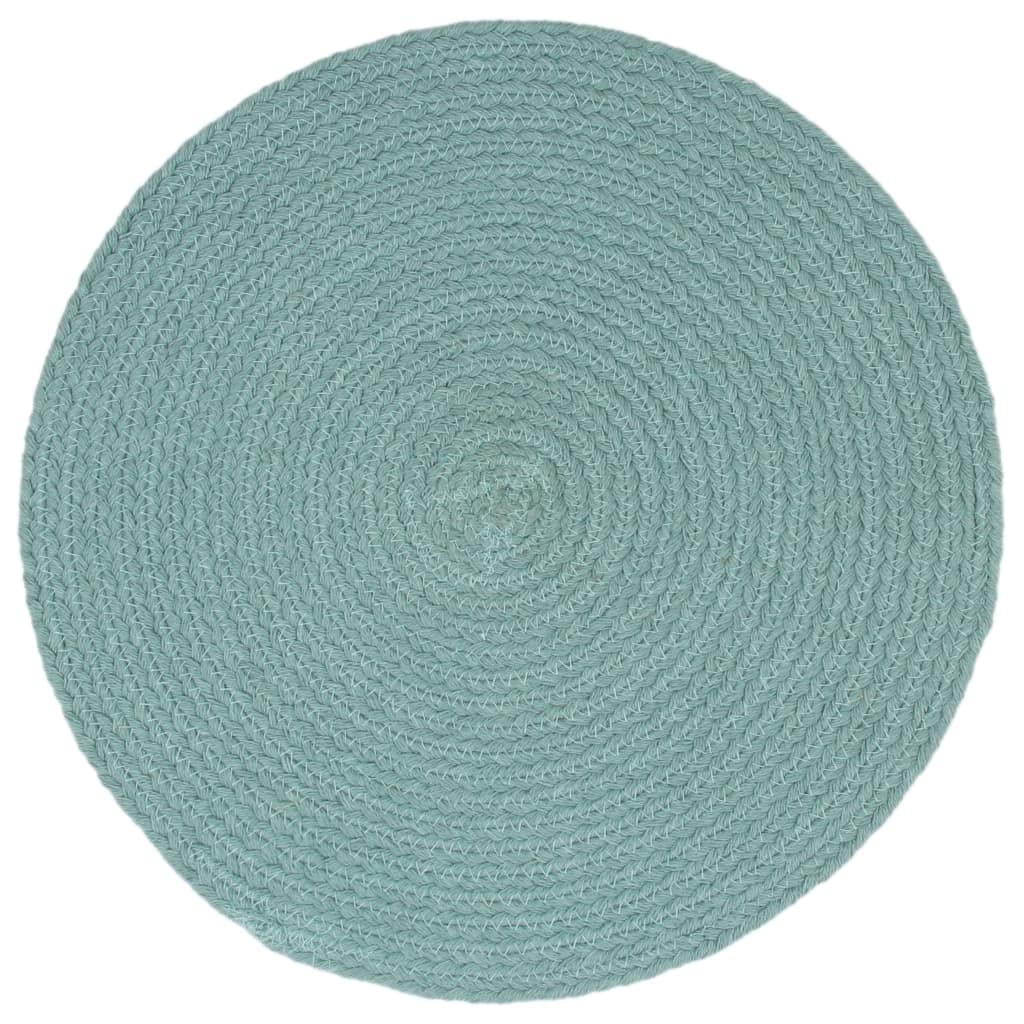 Lot de 4 sets de table ronds en coton tressé à la main, 38 cm, vert – Sets de table doux pour table à manger, accessoire de table unique fait à la main, facile à nettoyer