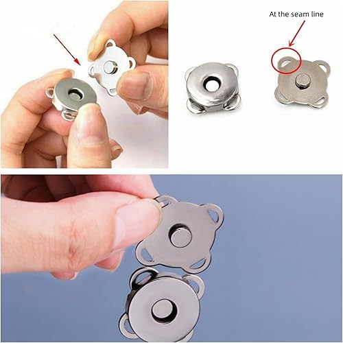 Miniatura 7 de 10 juegos de 0.709 in para coser en bolsas magnéticas con botones de flor de ciruelo, broches de presión, cierre de cremallera, ideal para bolsos,