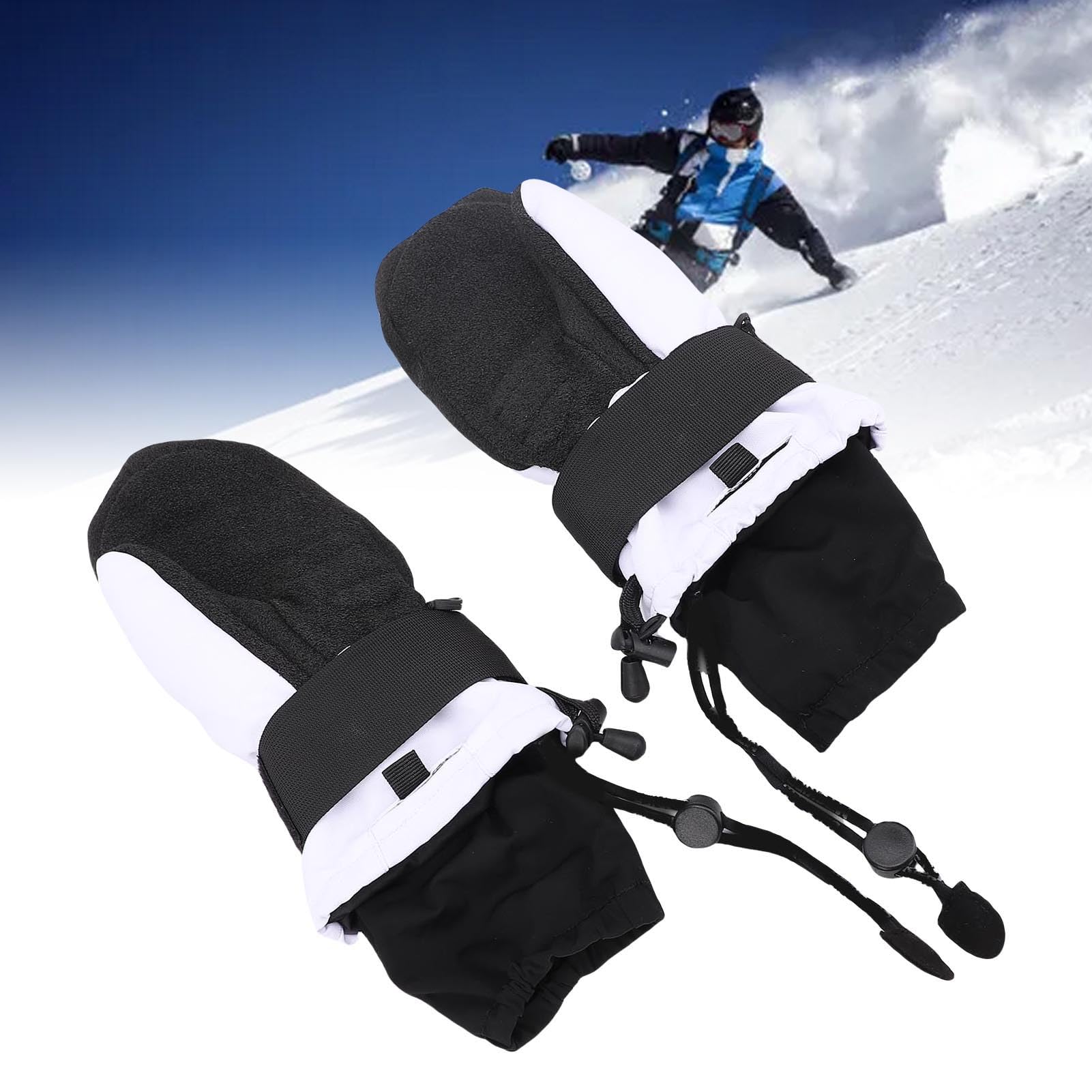 Manoplas de esquí, Manoplas térmicas Resistentes al Viento con muñequeras, Felpa de Nailon EVA, para esquí, Snowboard, Senderismo, montañismo, 2 Pares (SG)