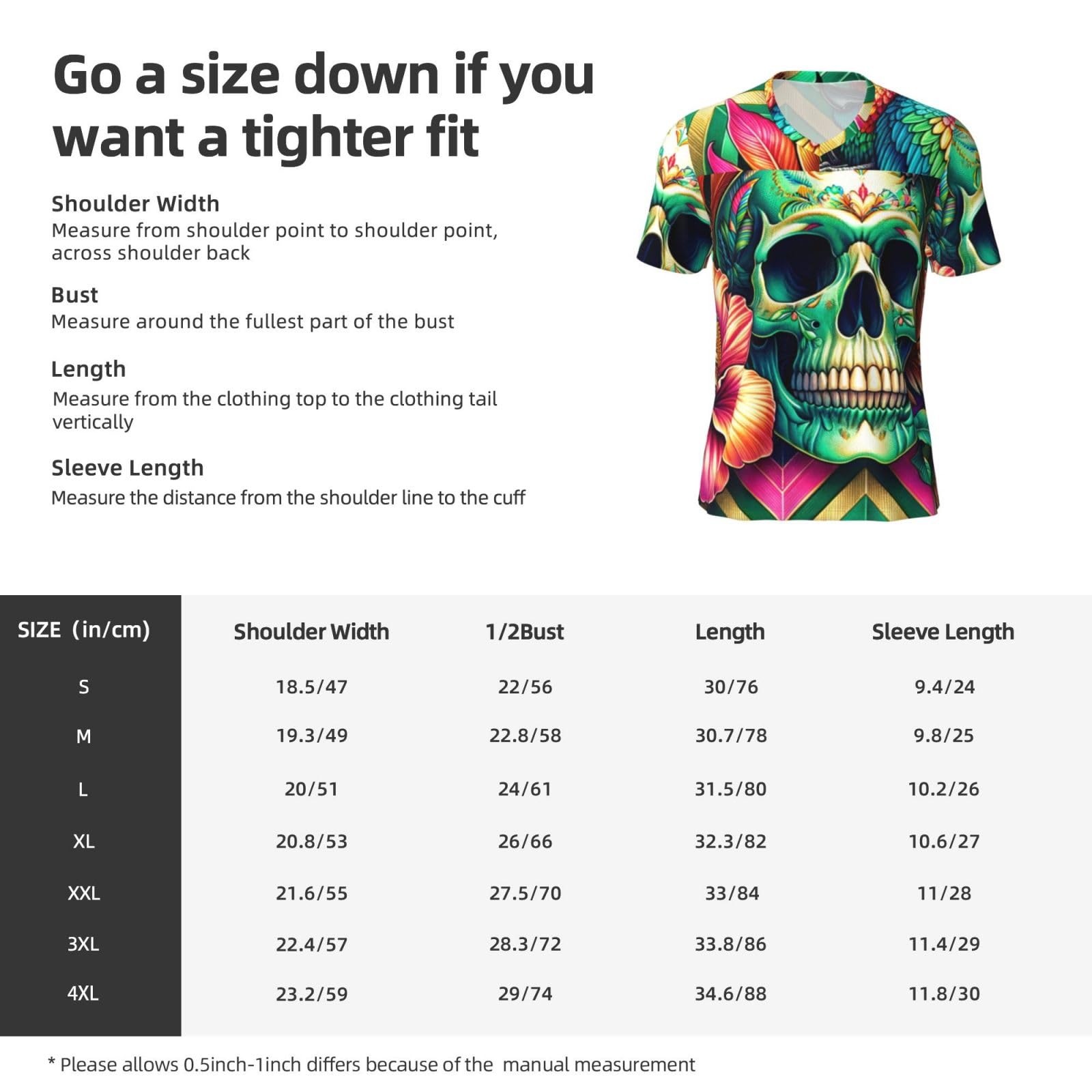 Stylish Athletic Sports Jersey Abstract-Skull-Hummingbirds-Flowers Men's Rugby Jersey 3X-Large