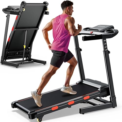 15% Auto Incline Treadmill for Home - Adjustable Height Handle, 350LBS Weight Capacity Folding Treadmills, 8.7MPH/3.5HP Quiet Heavy Duty Treadmill