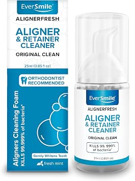 EverSmile AlignerFresh Original Clean Foam Cleaner Compatible w/Invisalign and All Clear Aligners & Retainers Eliminates Bacteria, Whitens Teeth, Fights Bad Breath 25ml 1 Pack