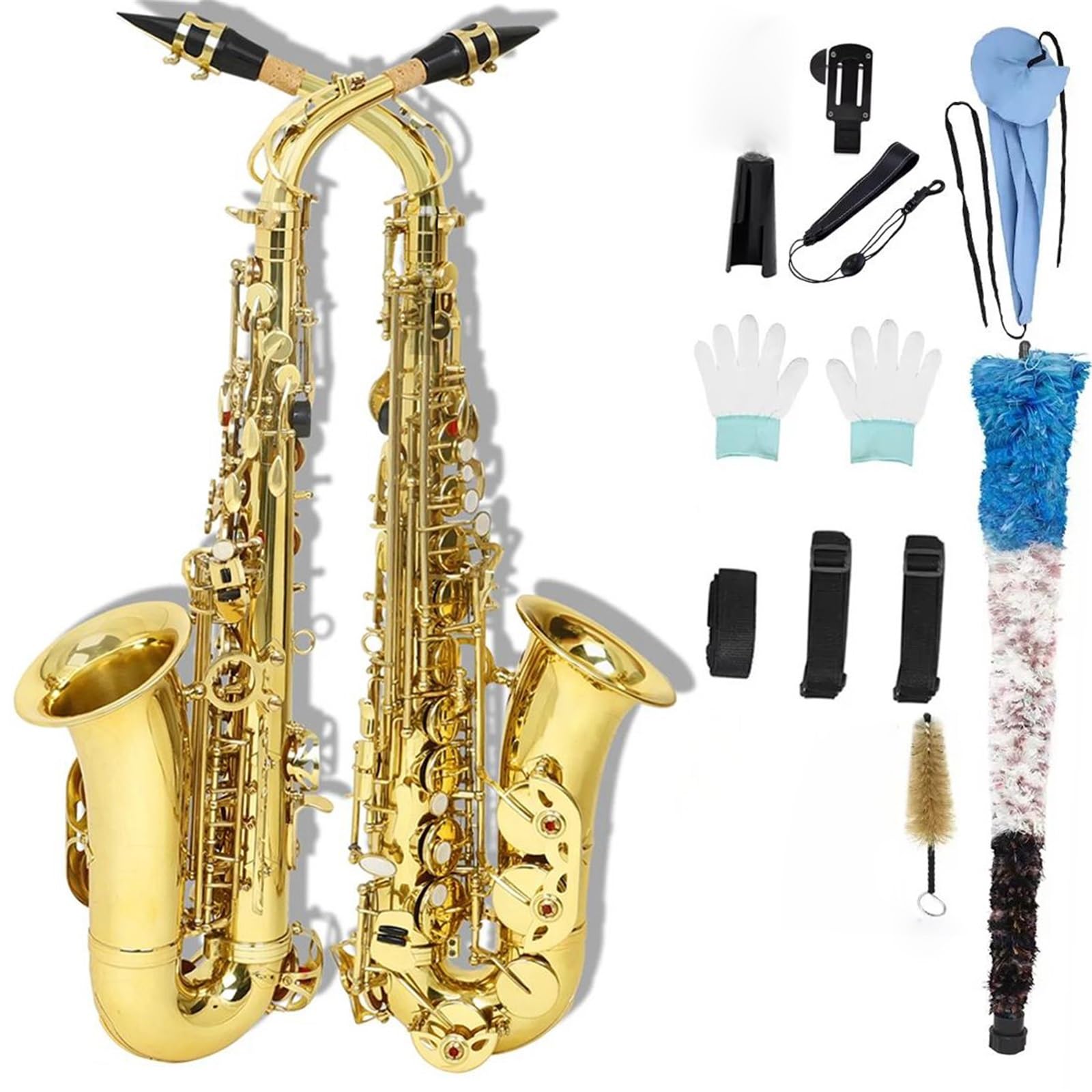 Saksofony dla miłośników muzyki Złoty saksofon altowy Es dur dla początkujących(Saxophone set)