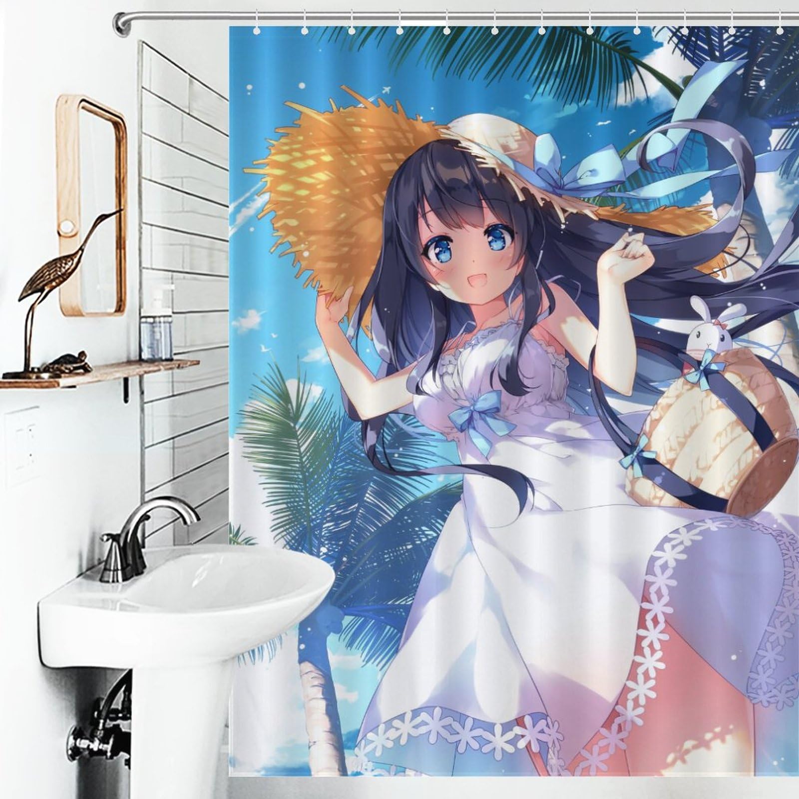 Amazon｜シャワーカーテン サマー ドレス 女の子 イラスト アニメ お