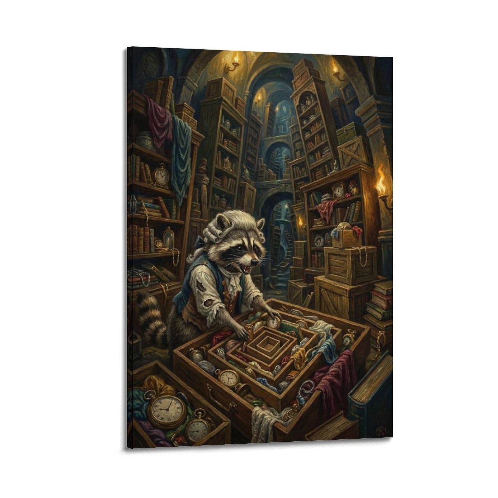 XKUGA Surreal Vintage Animal Poster Raccoon Clutter Maze Satire Modern Decorative Canvas Prints - Ideal Wall Art for Family, Man Cave, Game Room, Boys & Girls Bedroom 16x24inch(40x60cm)