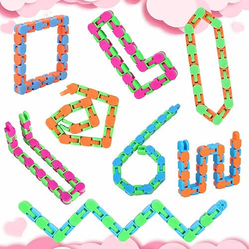 Miniatura 9 de 8 piezas de 24 eslabones Fidgets Wacky Tracks juguetes fidget para niños estudiantes de aula regalos rellenos de calcetín escolar plástico sensorial