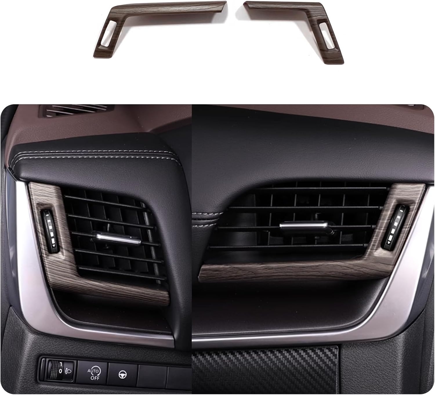 Car Accessories Fit for Nissan New Rogue 2021 2022 2023 2024 2025 2026 Inner Side Dashboard Center Console AC Air Vent Outlet Cover Trim (Peach Wood) 2PCS ABS