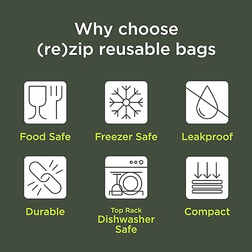 Miniatura 4 de Rezip - Bolsas de despensa reutilizables altas de 2 piezas, sin BPA, grado alimenticio, a prueba de fugas, aptas para congelador y lavavajillas, (1)