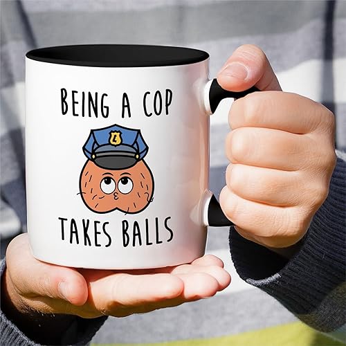Miniatura 9 de Retreez Taza divertida para oficial de policía  Being A Cop Takes Balls  Tazas de café de cerámica de 11 onzas para profesionales del orden público,