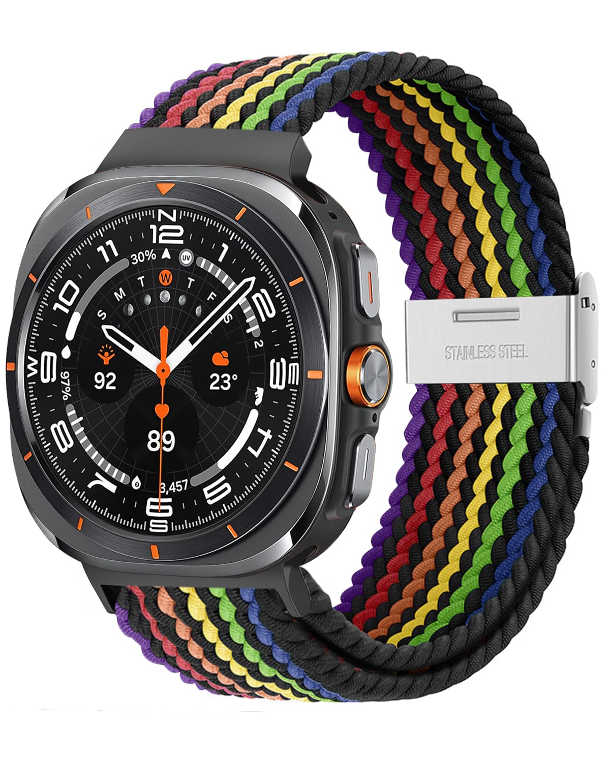 Compatible with Galaxy Watch Ultra Bands (2025/2024), Breathable Stretchy Nylon Braided Replacement Sport Strap for Samsung Ultra Watch Band 47mm Men Women