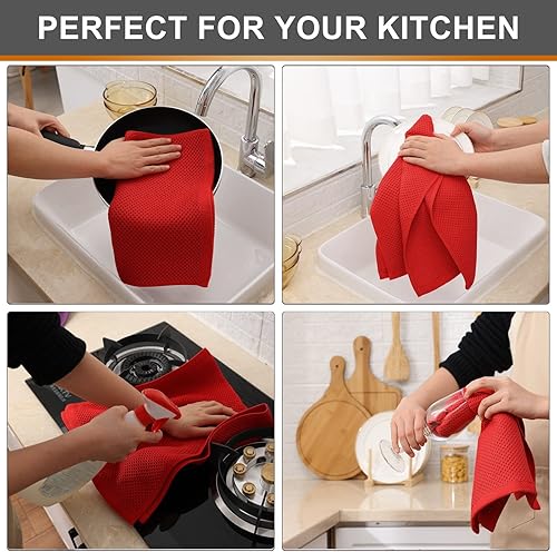 Miniatura 298 de Kitinjoy - Paños de cocina 100% algodón, paquete de 6 paños de cocina ultra suaves y absorbentes para secar platos, toallas de cocina de secado