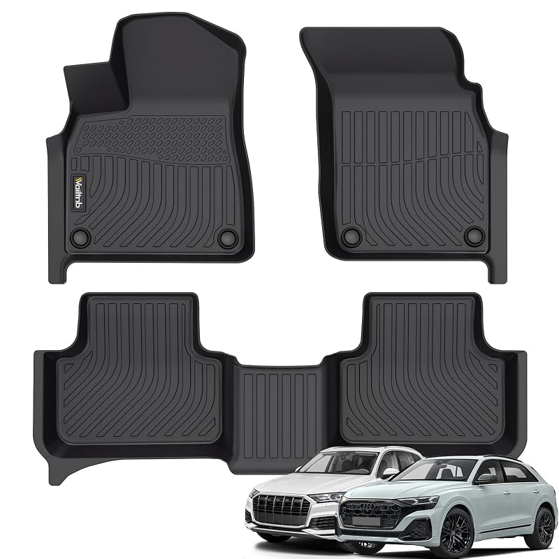 Tapetes automotivos de TPE sob medida para Audi Q7, SQ7 e Q8, dianteiros e 2ª fileira, Wailtnb