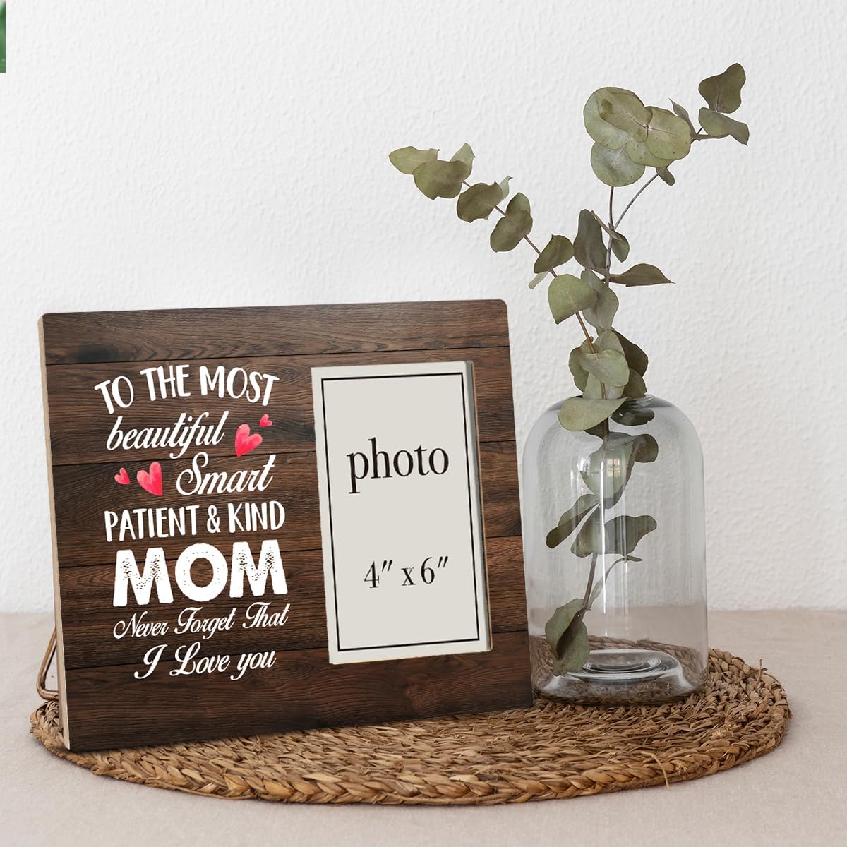 Oqtumes Mom Gifts Picture Frame, Best Mom Gifts From Son Daughter, Mom Birthday Gift Ideas, Rustic Mom Wood Picture Frame 8 x 10 Inches, Wall Mount and Tabletop - 4 x 6 Inch Photo - Image 6