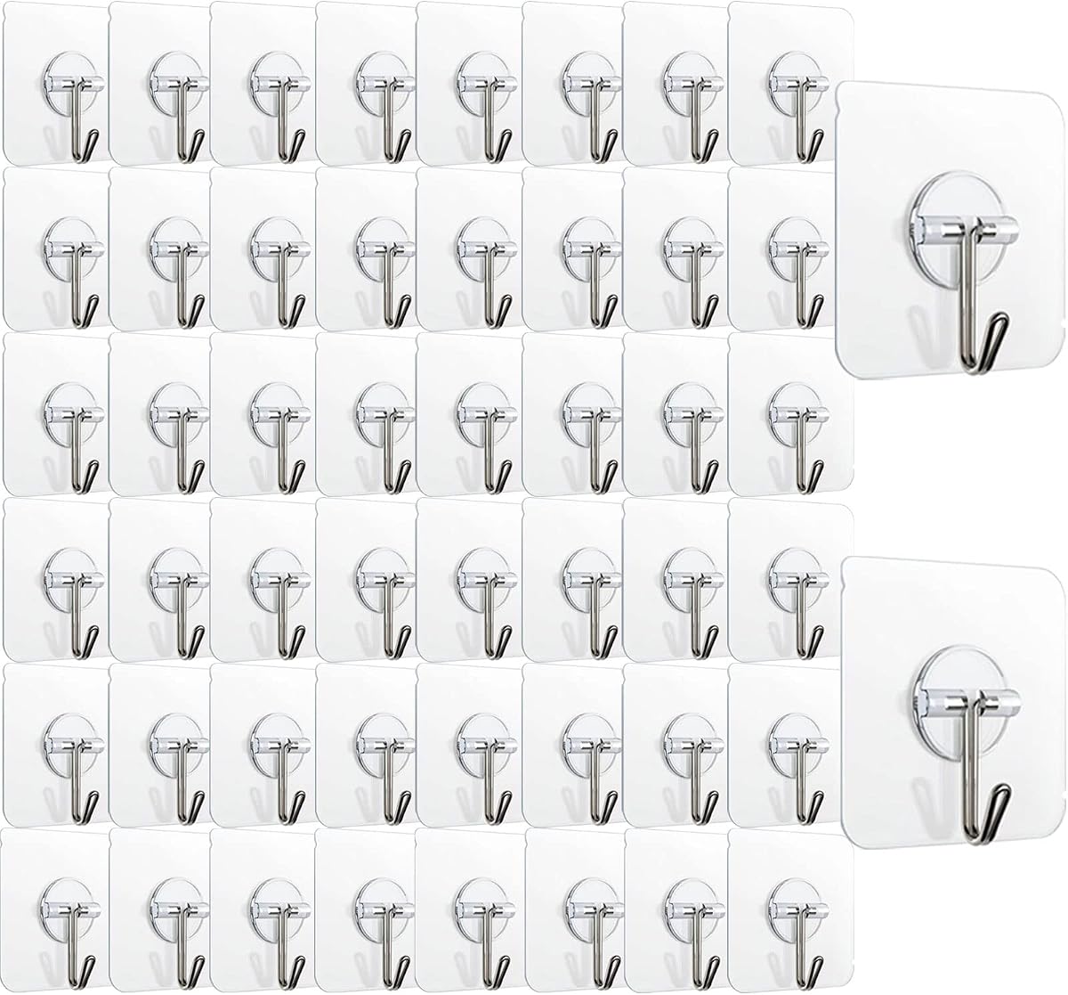 150 Pack Adhesive Hooks Wall Hooks 24lb(Max) Self Adhesive Hooks Heavy Duty,Transparent Reusable Adhesive Wall Hooks for Hanging for Kitchens, Bathroom, Office